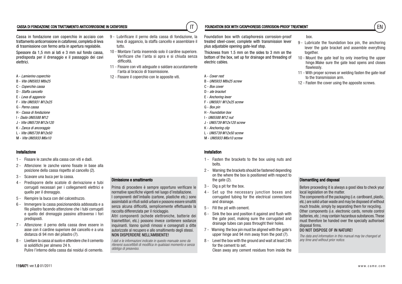 CAME Frog-PC User Manual | Page 4 / 8