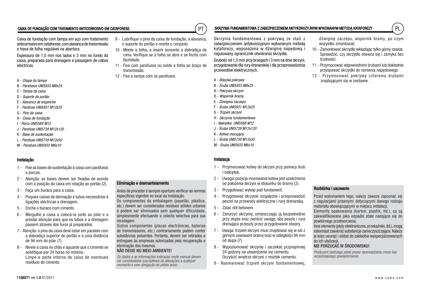 CAME Frog-PC User Manual | Page 7 / 8