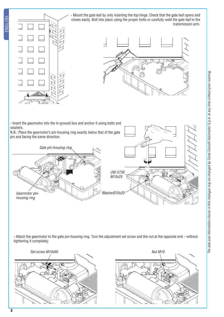 English | CAME FrogJ-S Kit User Manual | Page 8 / 16