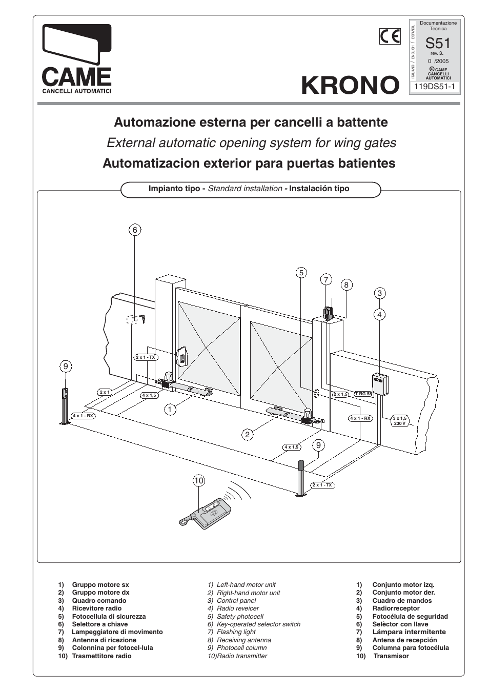 CAME Krono User Manual | 10 pages