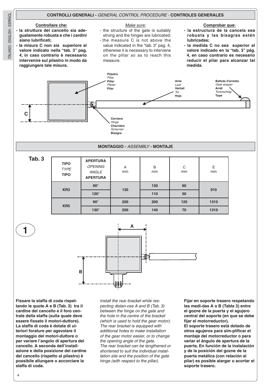Tab. 3 | CAME Krono User Manual | Page 4 / 10