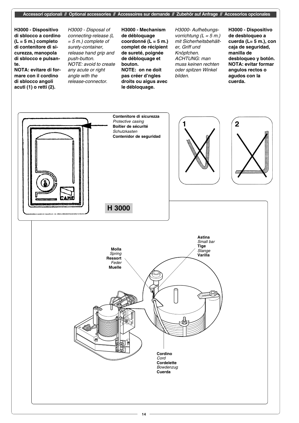 H 3000 | CAME Fast User Manual | Page 14 / 24