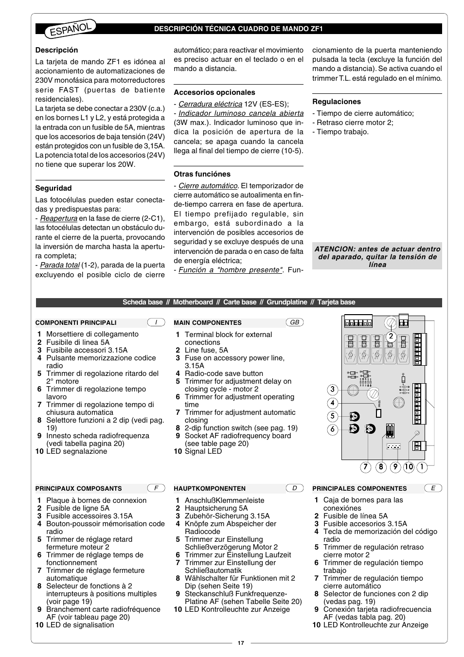 Español | CAME Fast User Manual | Page 17 / 24