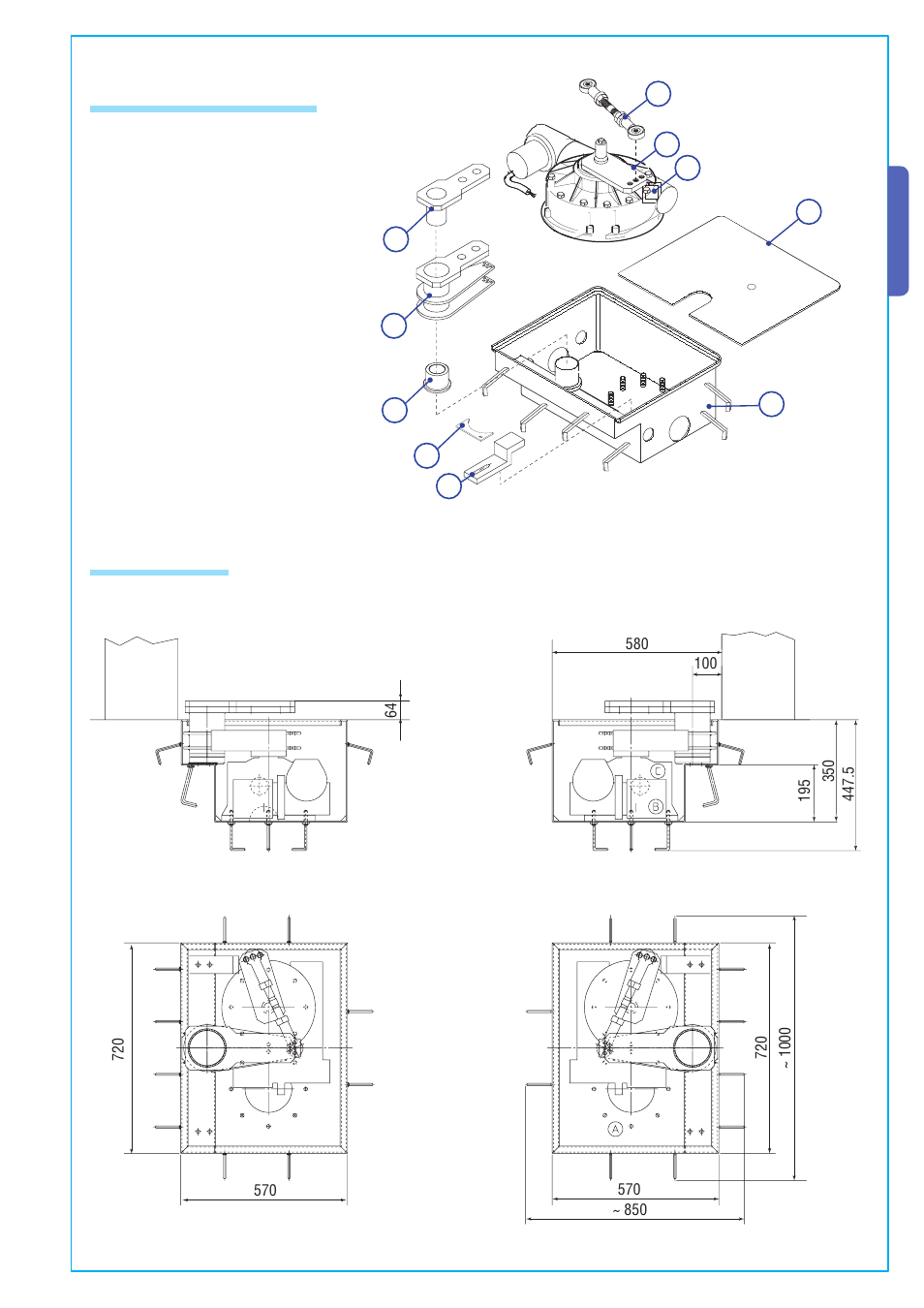 English 4.4 dimensions, 3 description of the parts | CAME Superfrog User Manual | Page 3 / 12