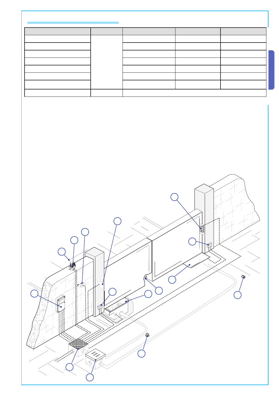 English, 3 cable list and minimum thickness | CAME Superfrog User Manual | Page 5 / 12