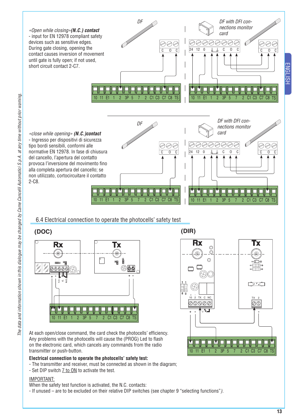 English | CAME BX-243 Kit User Manual | Page 13 / 22