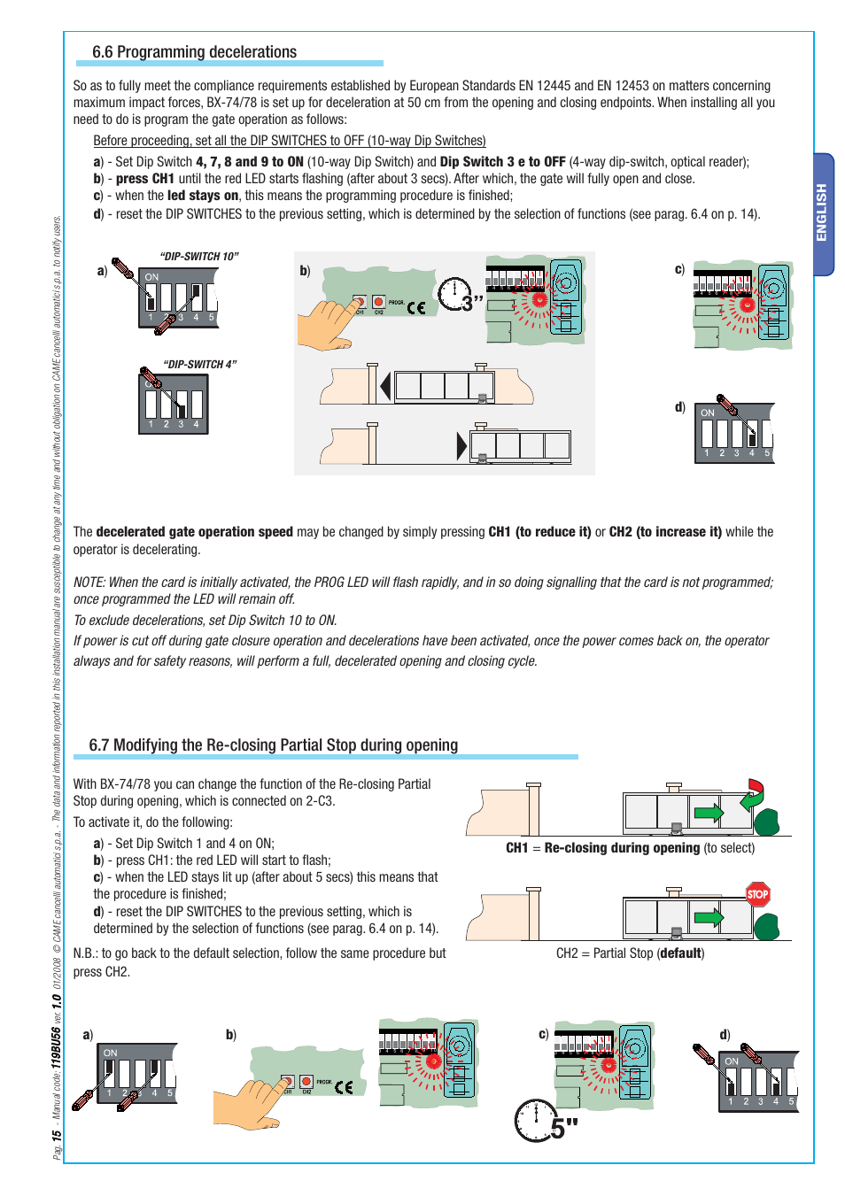 6 programming decelerations | CAME BX-78 Kit User Manual | Page 15 / 24