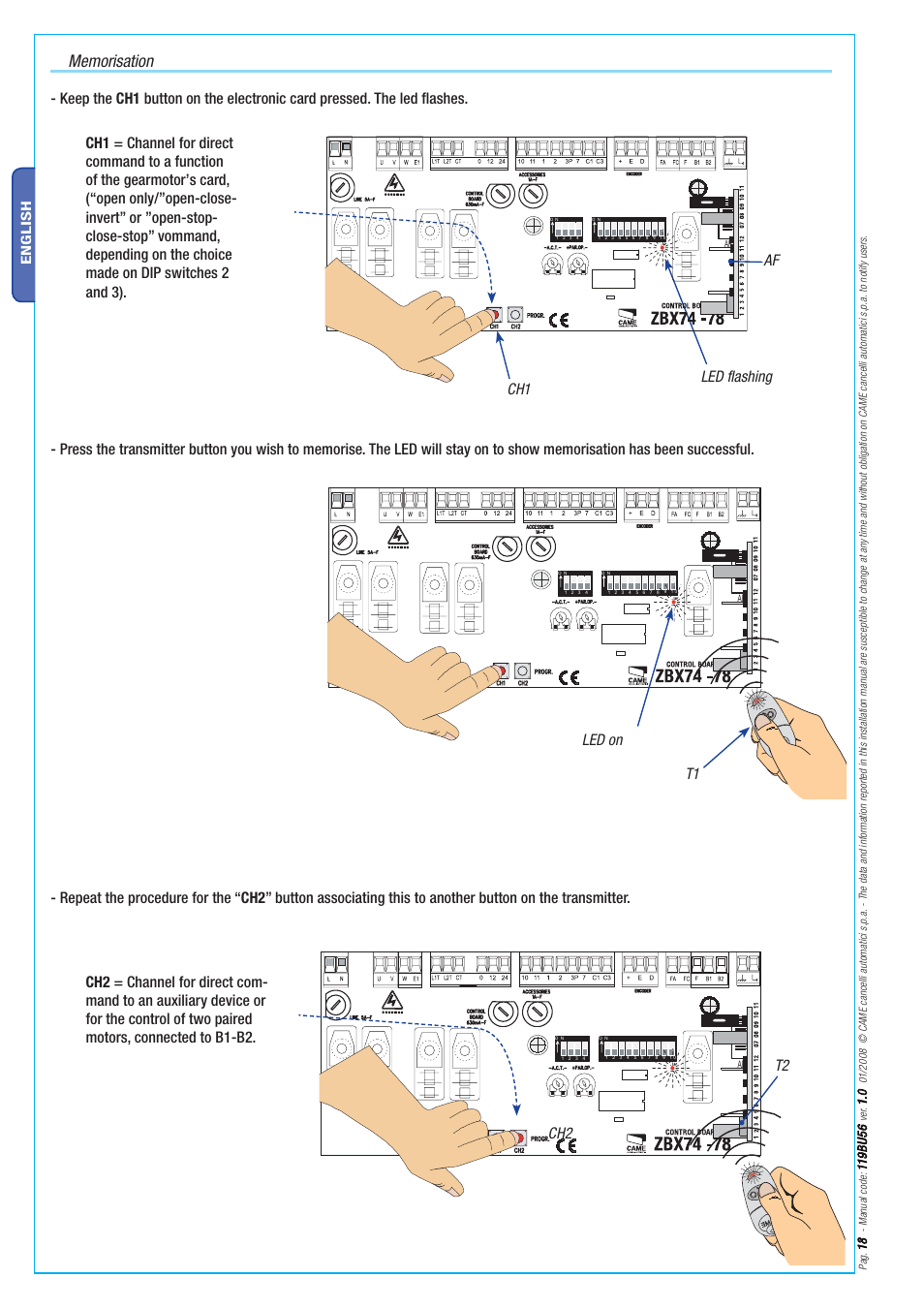 CAME BX-78 Kit User Manual | Page 18 / 24