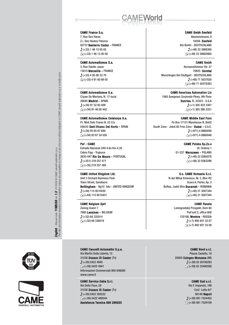 CAME BX-78 Kit User Manual | Page 24 / 24