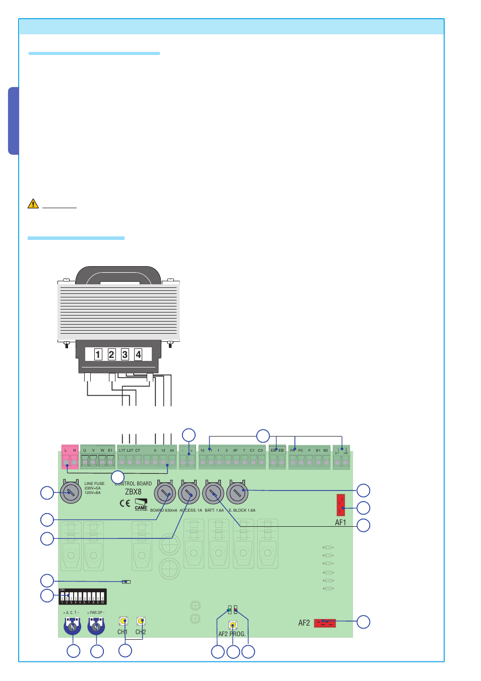 6 control board, 1 technical description board 6.2 main components, English | CAME BX-P Kit User Manual | Page 8 / 18