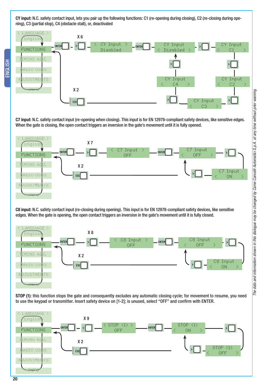 English | CAME BX-10 Kit User Manual | Page 20 / 34