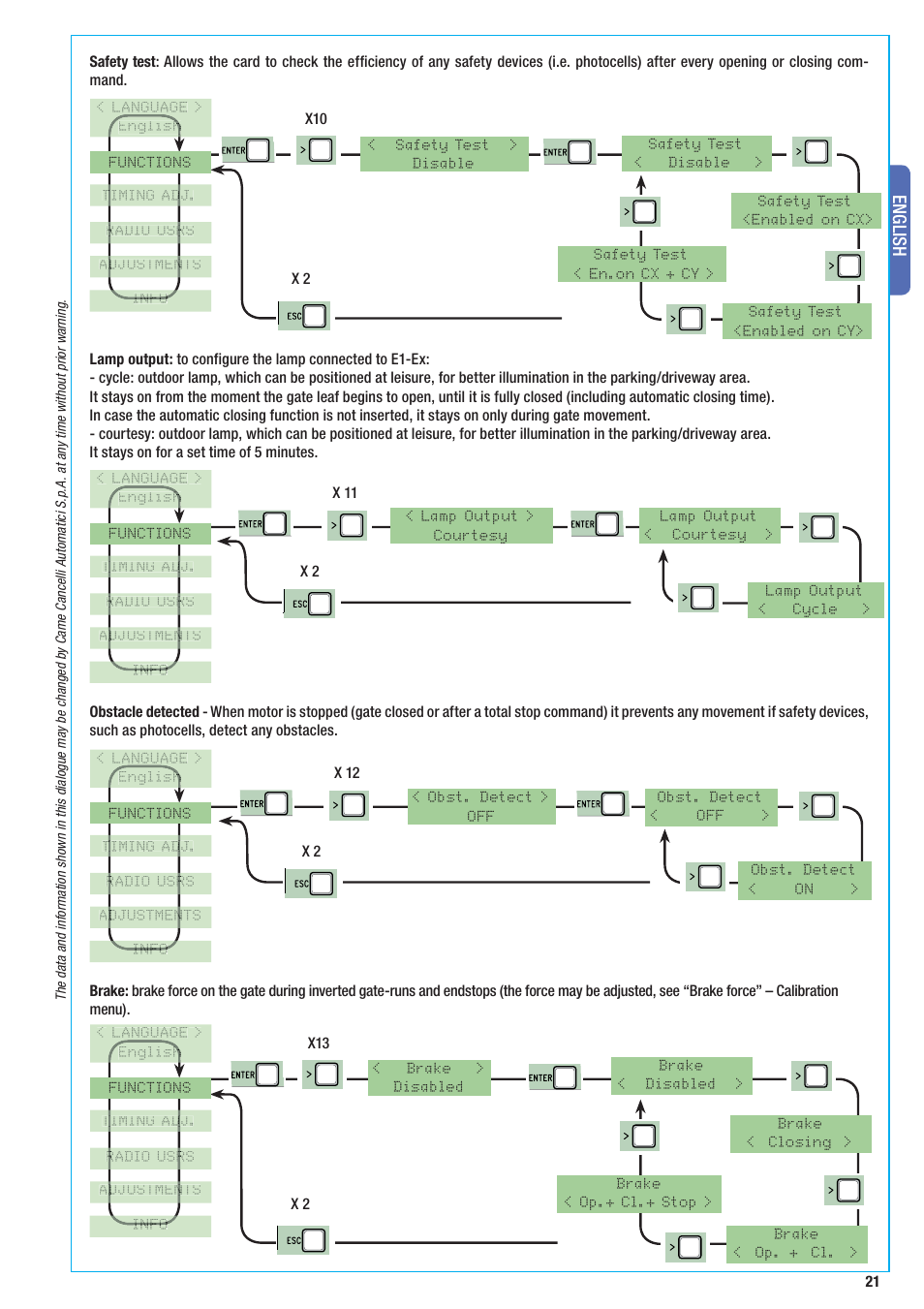 English | CAME BX-10 Kit User Manual | Page 21 / 34