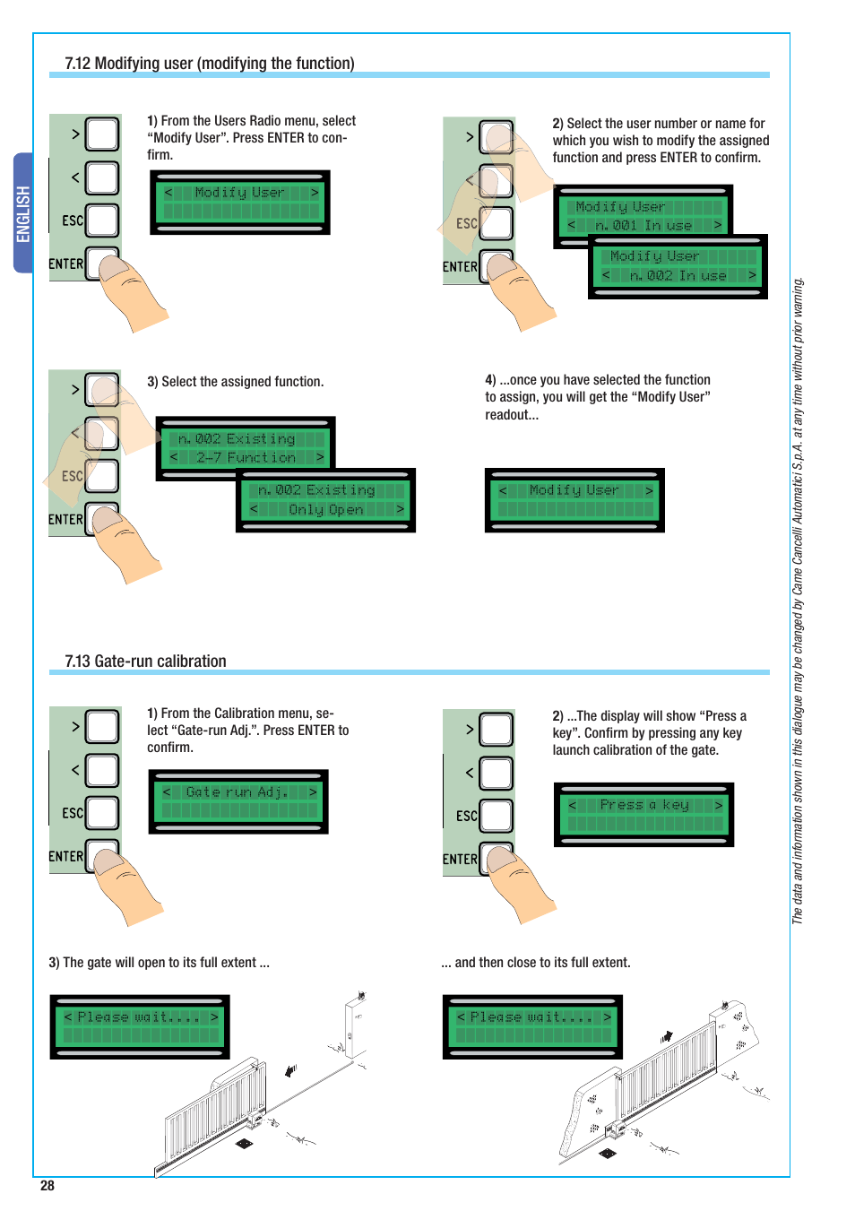 English | CAME BX-10 Kit User Manual | Page 28 / 34