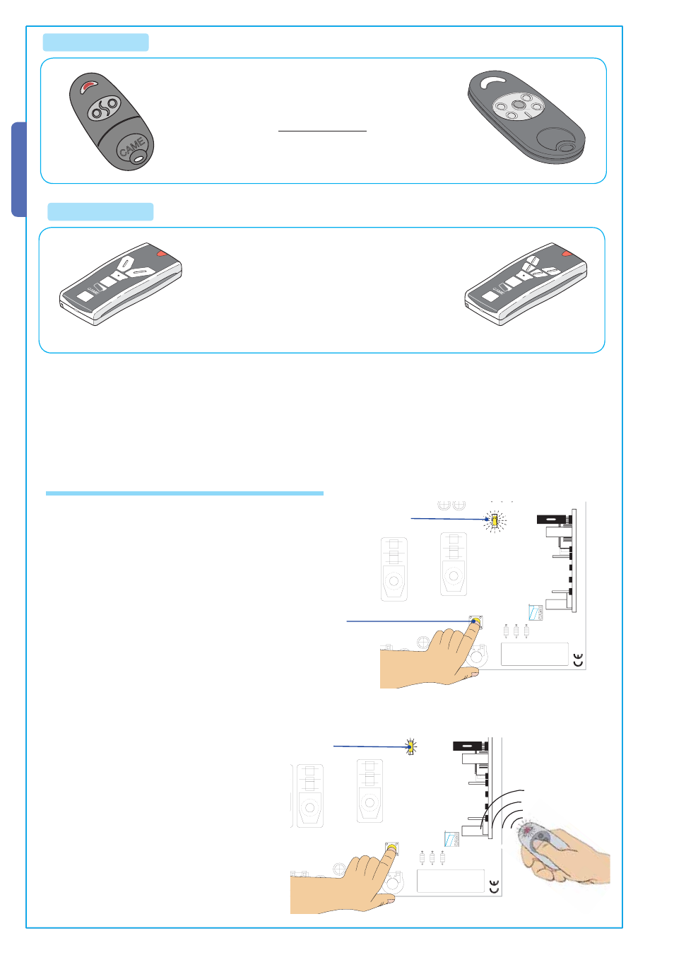 Atomo series, Touch series, Flashing led lit led ch1 | Came | CAME BX-241 User Manual | Page 14 / 16