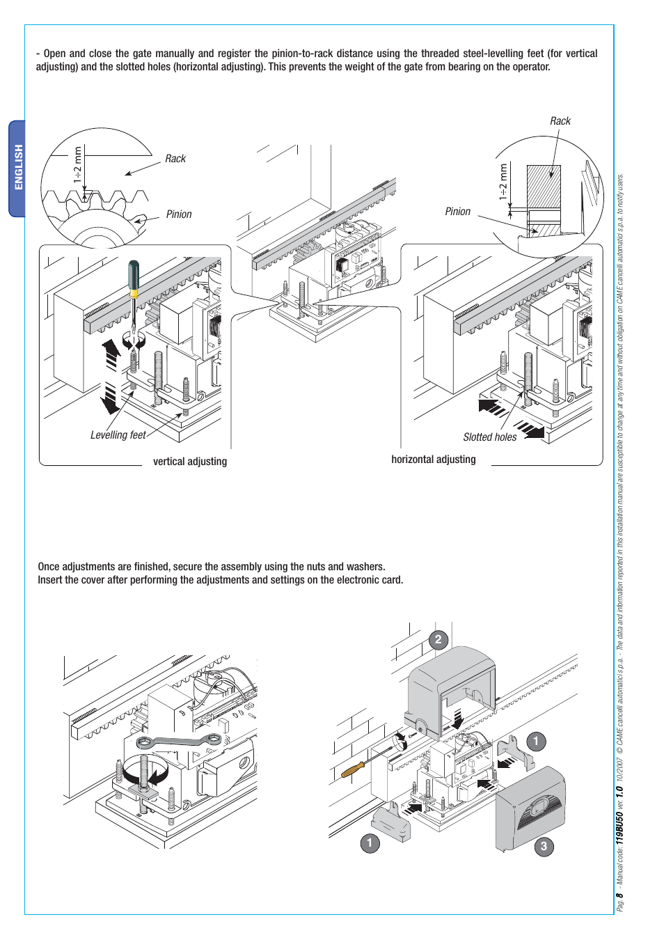 Levelling feet | CAME BX-246 Kit User Manual | Page 8 / 24