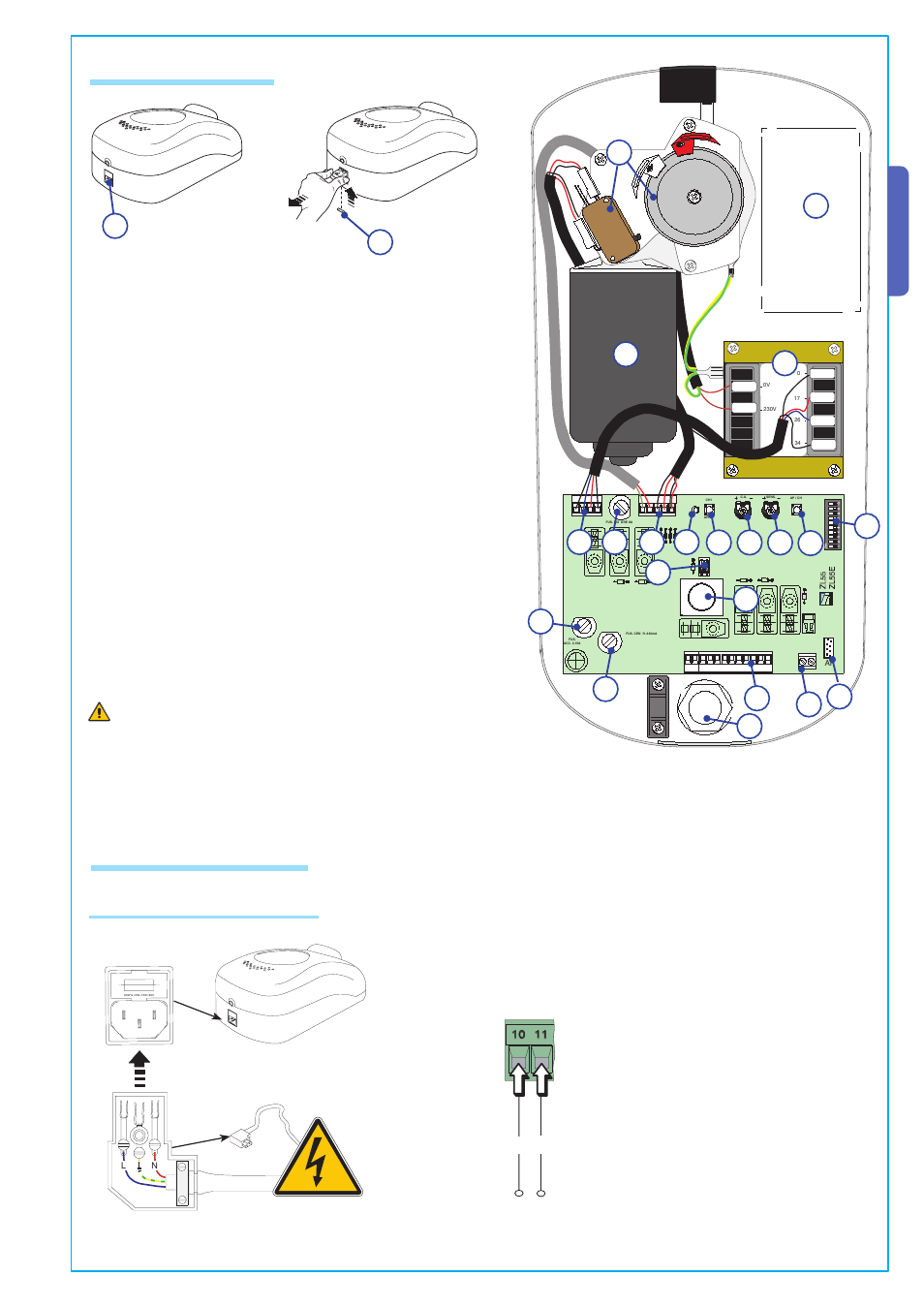 English, 2 main components 6.3 electrical connections, Power supply and accessories | CAME Ver U4512-B Kit User Manual | Page 11 / 24