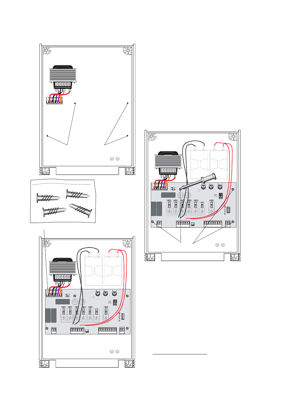 Stage 2 - wiring & electrical, 1 - fitting the control panel in the casing, Screws screw positioning holes | Green connector point fastening screws | CAME Frog-AEP24 Kit User Manual | Page 9 / 32