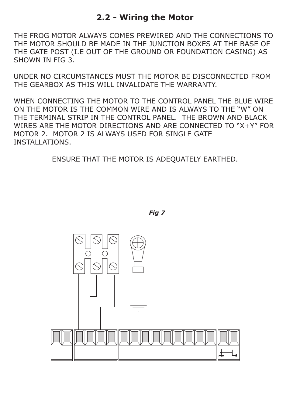 2 - wiring the motor | CAME Frog-AES24 Kit User Manual | Page 10 / 32
