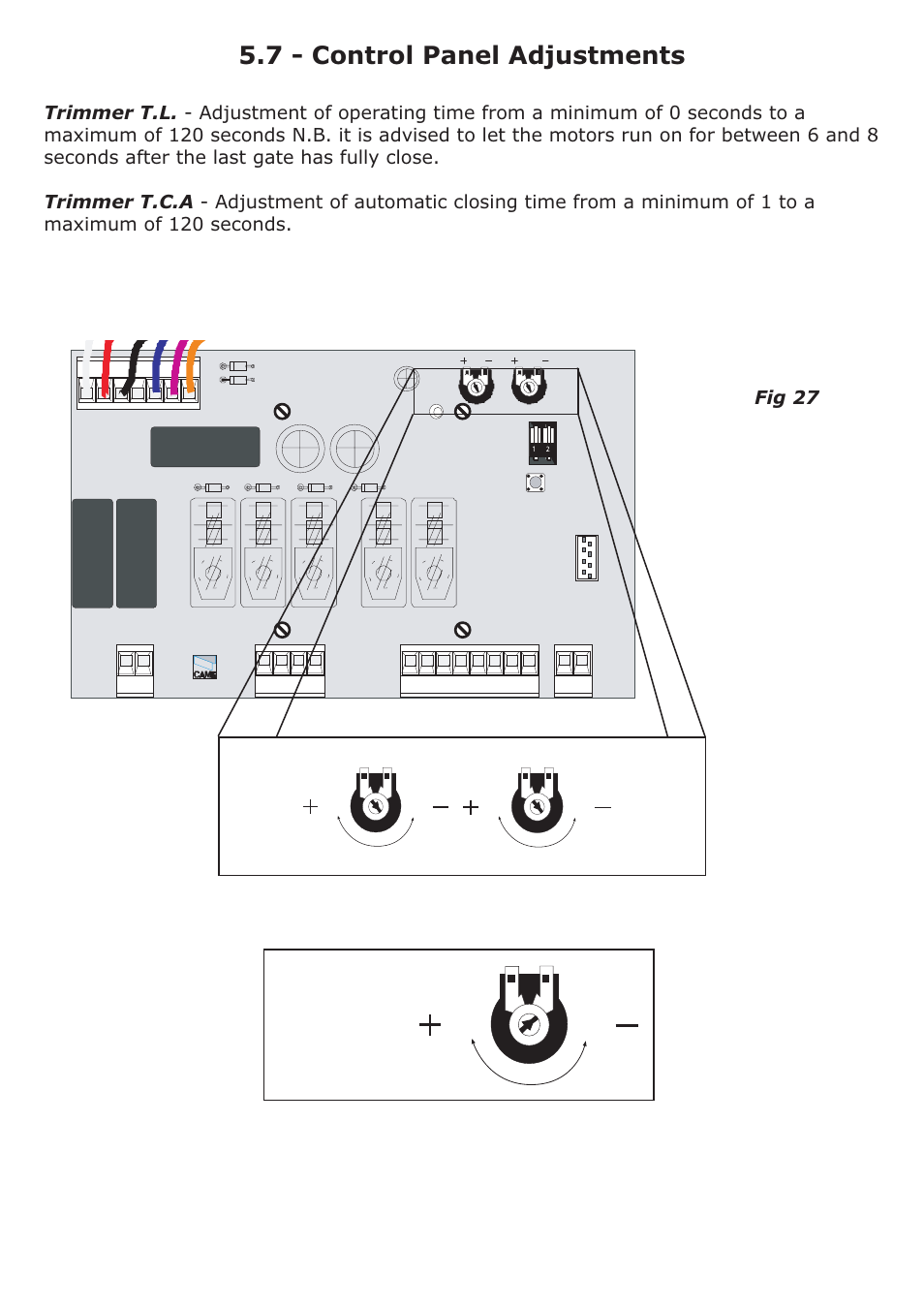7 - control panel adjustments | CAME Frog-AES24 Kit User Manual | Page 27 / 32