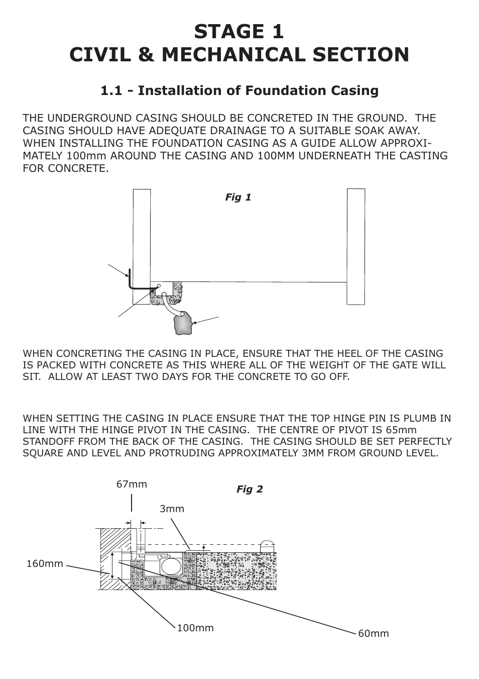 1 - installation of foundation casing | CAME Frog-AES24 Kit User Manual | Page 4 / 32