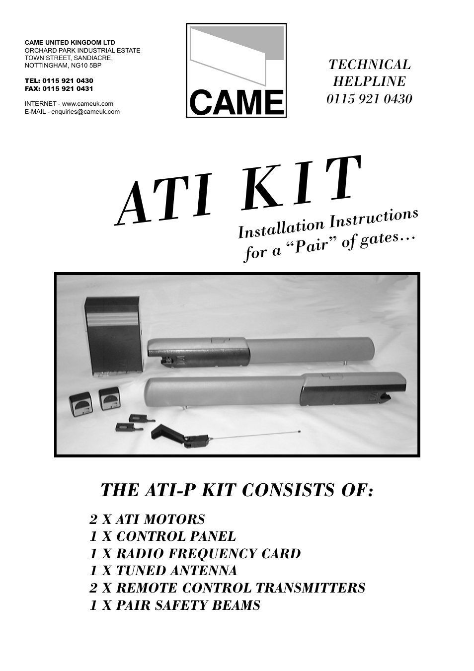 CAME Ati-P324 Kit User Manual | 36 pages