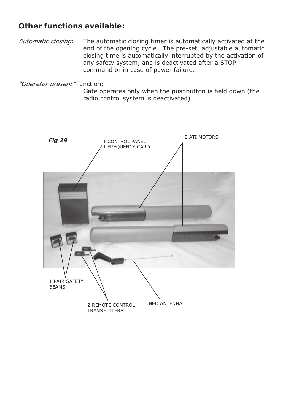 Other functions available | CAME Ati-P324 Kit User Manual | Page 29 / 36