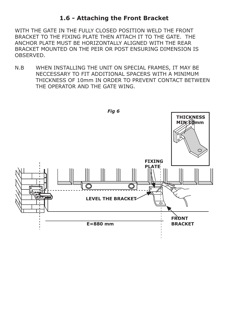 6 - attaching the front bracket | CAME Ati-P324 Kit User Manual | Page 8 / 36