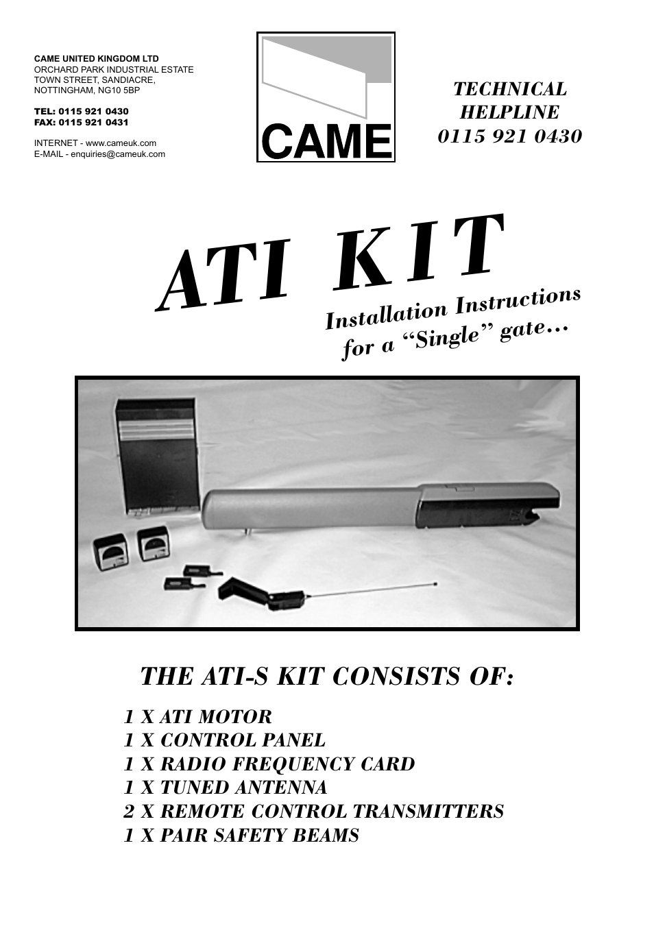 CAME Ati-S324 Kit User Manual | 36 pages