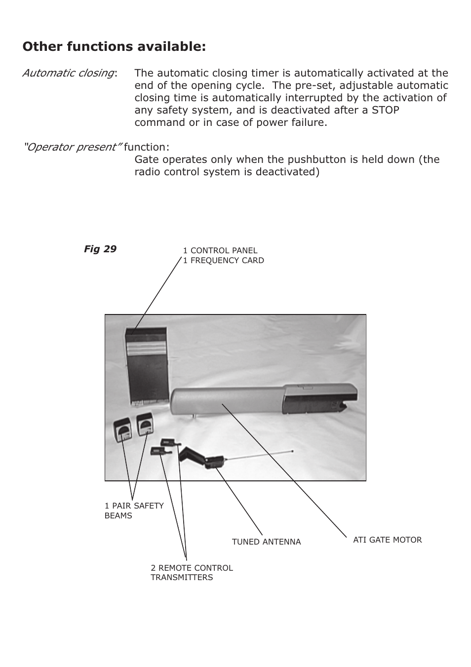 Other functions available | CAME Ati-S324 Kit User Manual | Page 29 / 36