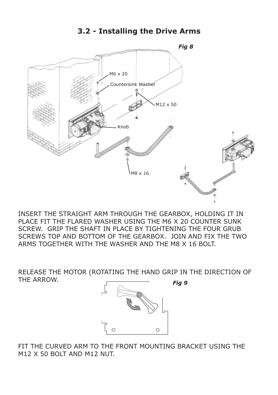 2 - installing the drive arms | CAME FerniE-P Kit User Manual | Page 11 / 36