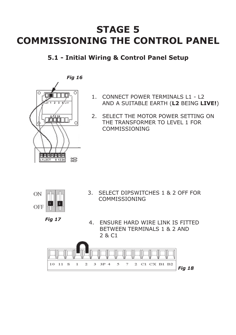 Stage 5 commissioning the control panel | CAME FerniE-P Kit User Manual | Page 18 / 36
