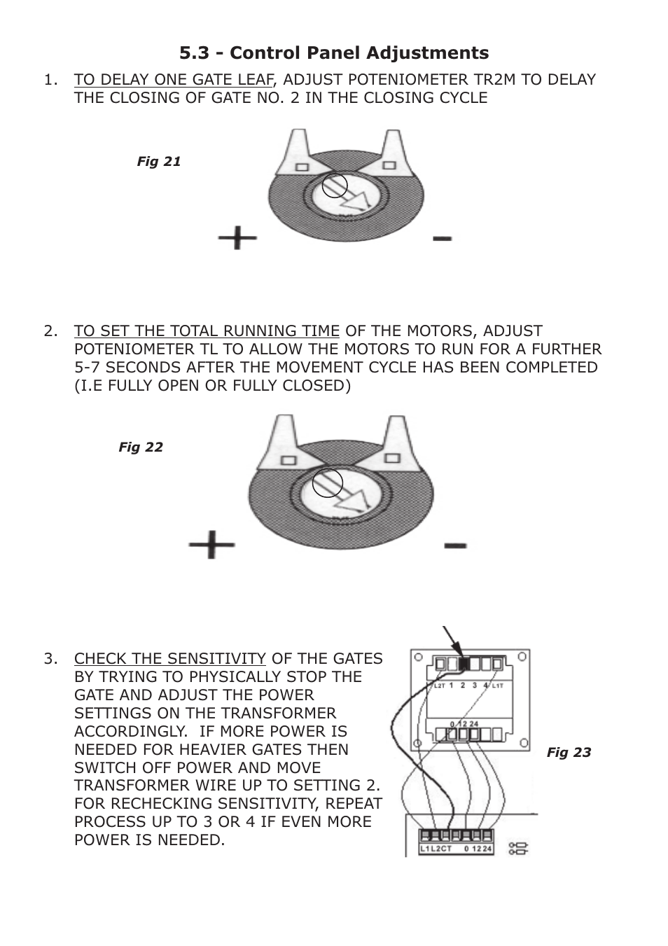 3 - control panel adjustments | CAME FerniE-P Kit User Manual | Page 20 / 36