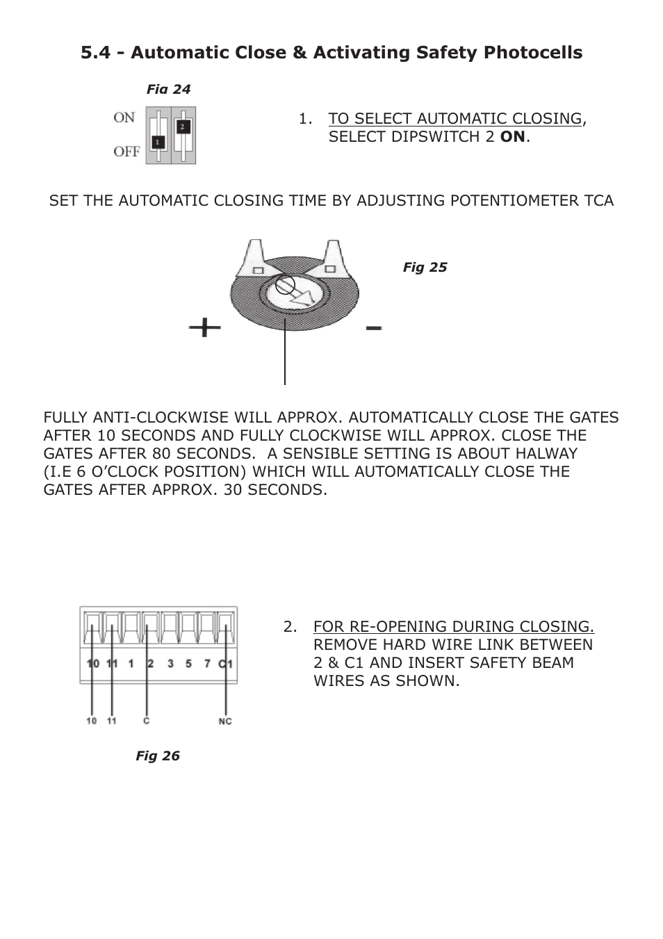 4 - automatic close & activating safety photocells | CAME FerniE-P Kit User Manual | Page 21 / 36