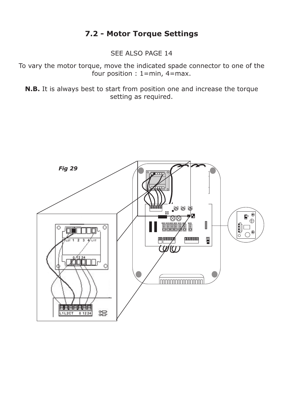 2 - motor torque settings | CAME FerniE-P Kit User Manual | Page 28 / 36