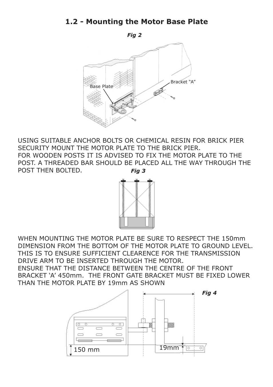 2 - mounting the motor base plate | CAME FerniE-P Kit User Manual | Page 5 / 36