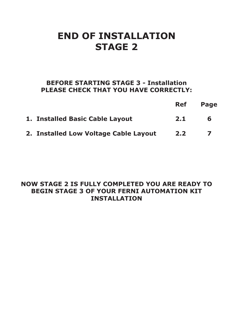 End of installation stage 2 | CAME FerniE-P Kit User Manual | Page 9 / 36