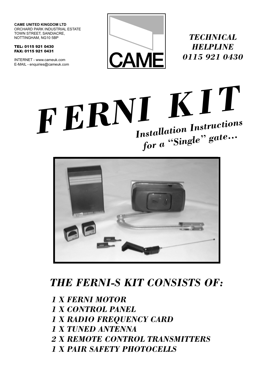 CAME FerniE-S Kit User Manual | 36 pages