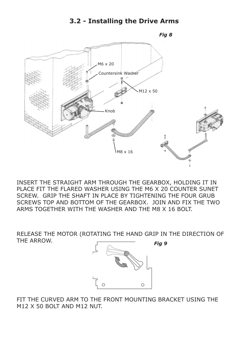 2 - installing the drive arms | CAME FerniE-S Kit User Manual | Page 12 / 36