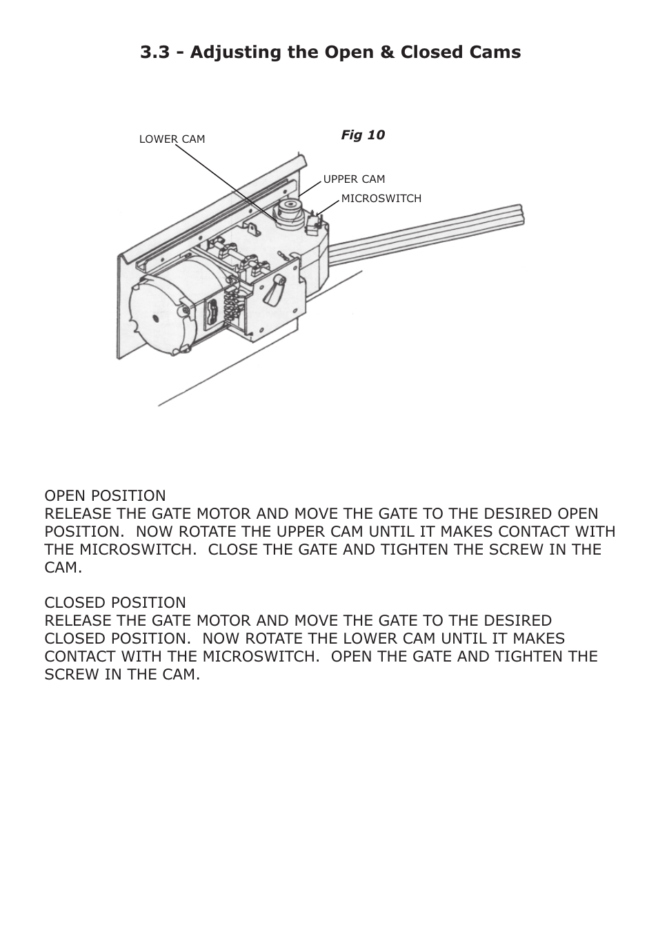 3 - adjusting the open & closed cams | CAME FerniE-S Kit User Manual | Page 13 / 36