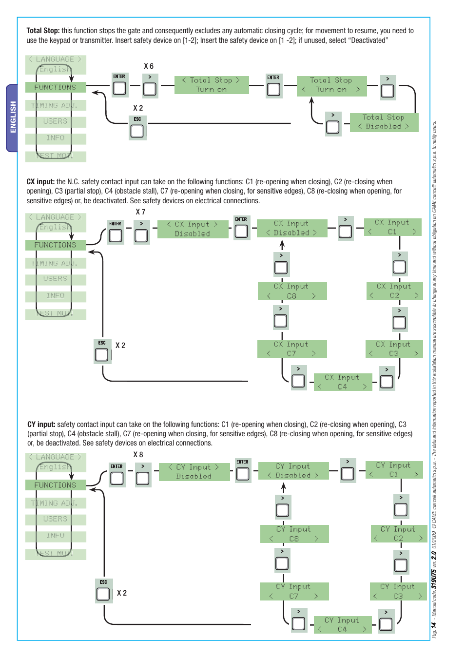 CAME Axo-S7 Kit User Manual | Page 14 / 30