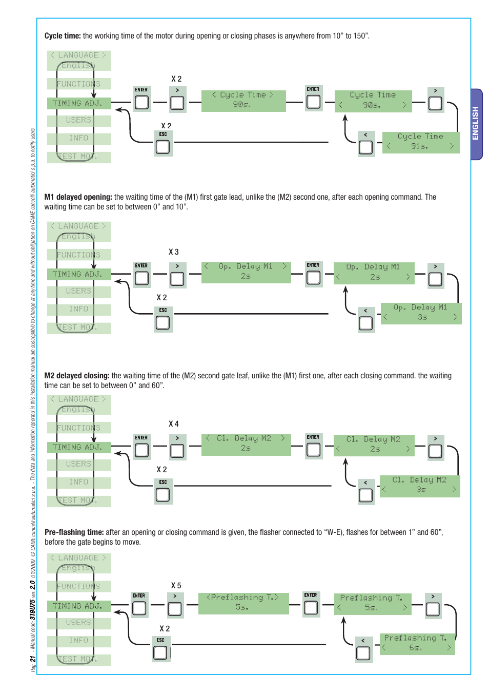 CAME Axo-S7 Kit User Manual | Page 21 / 30