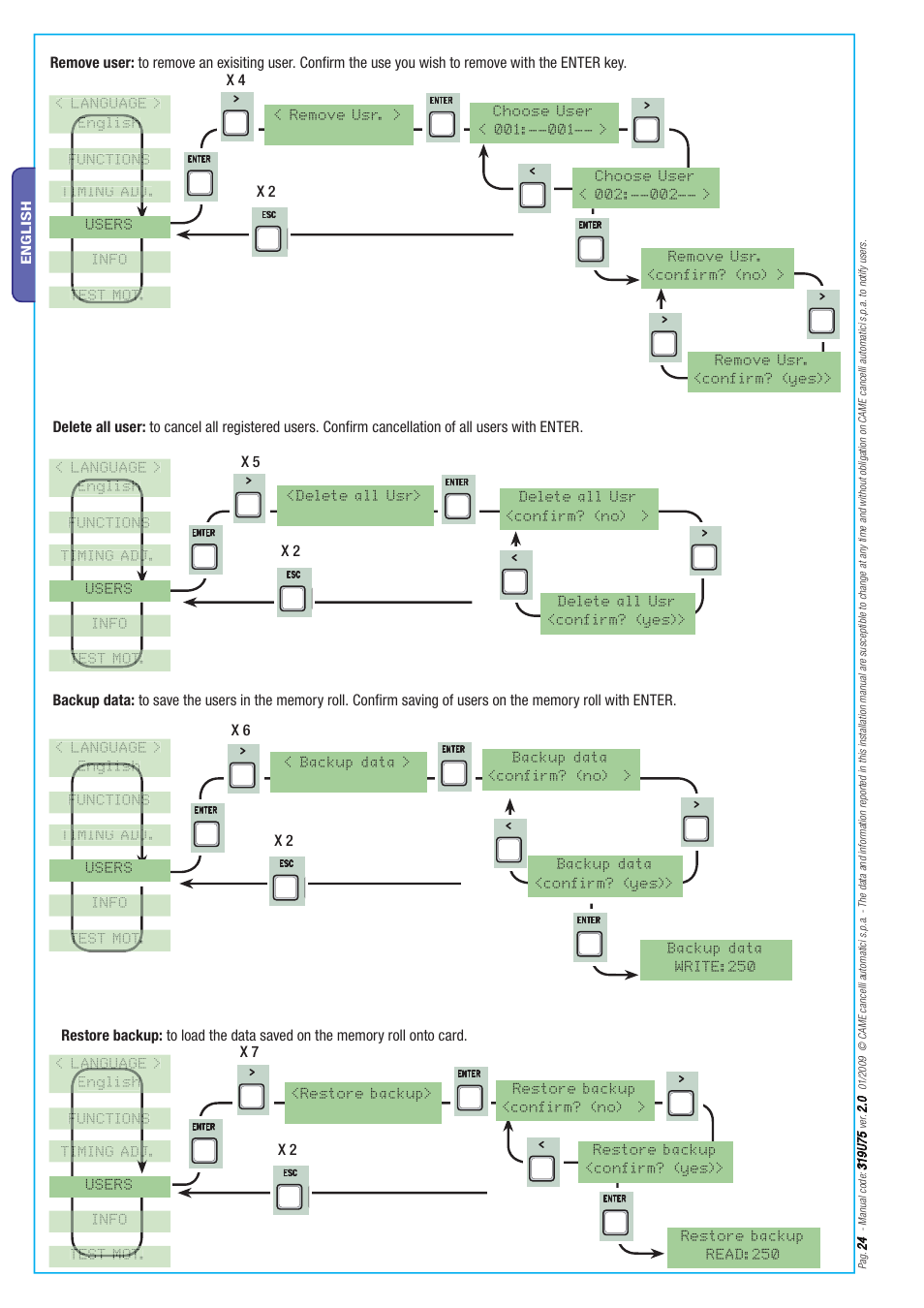 CAME Axo-S7 Kit User Manual | Page 24 / 30