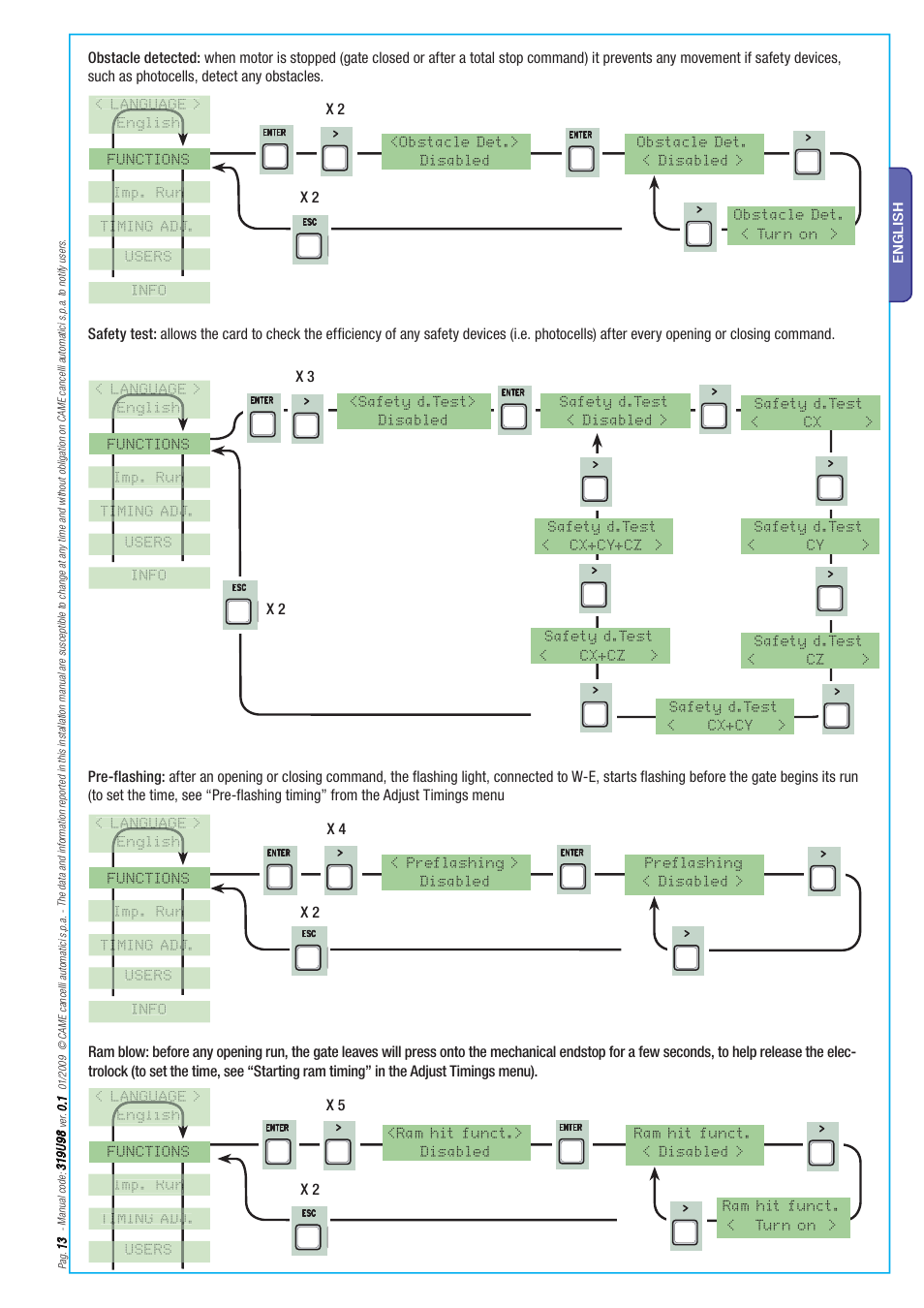 CAME Axo-S524 Kit User Manual | Page 13 / 32