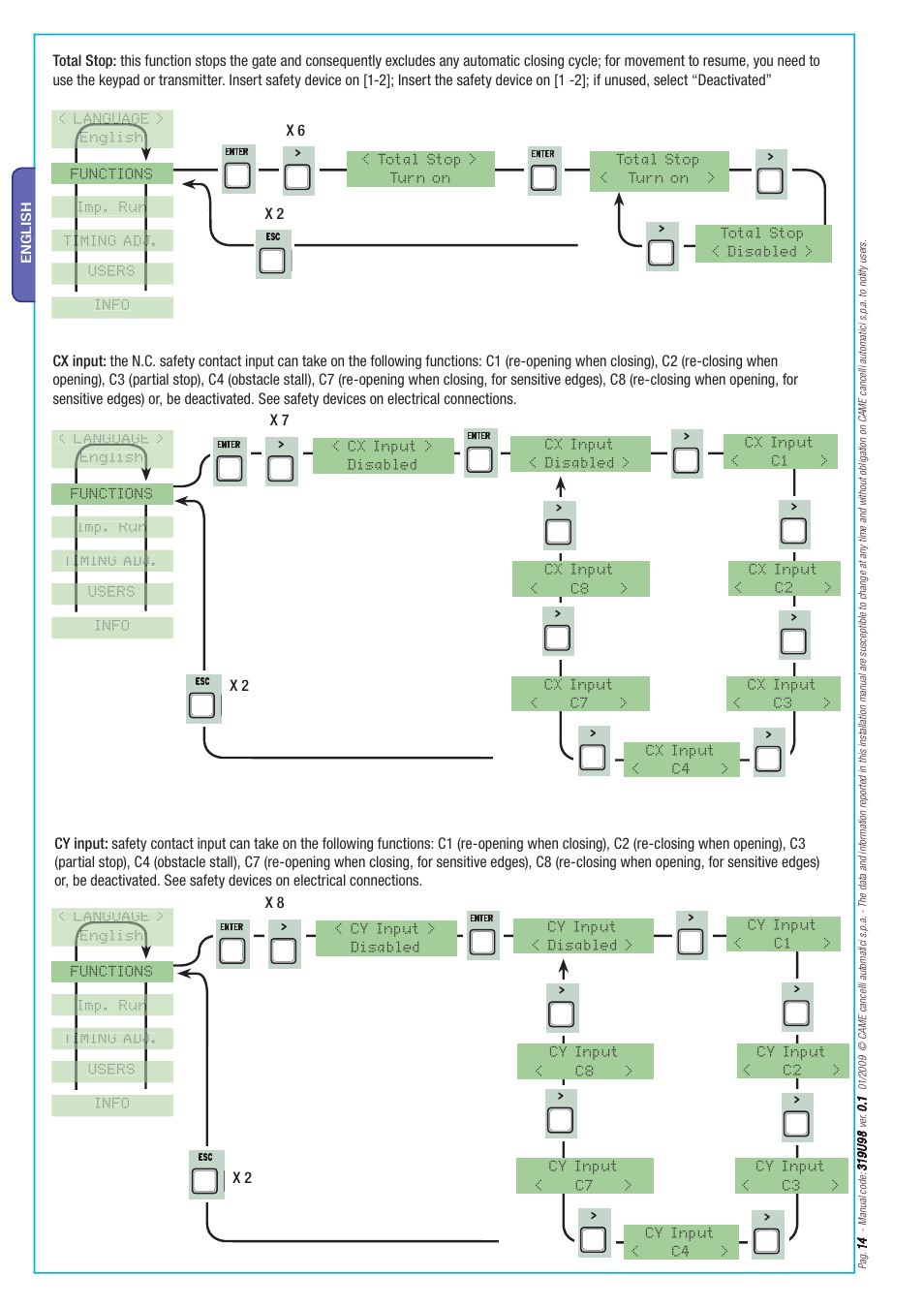 CAME Axo-S524 Kit User Manual | Page 14 / 32