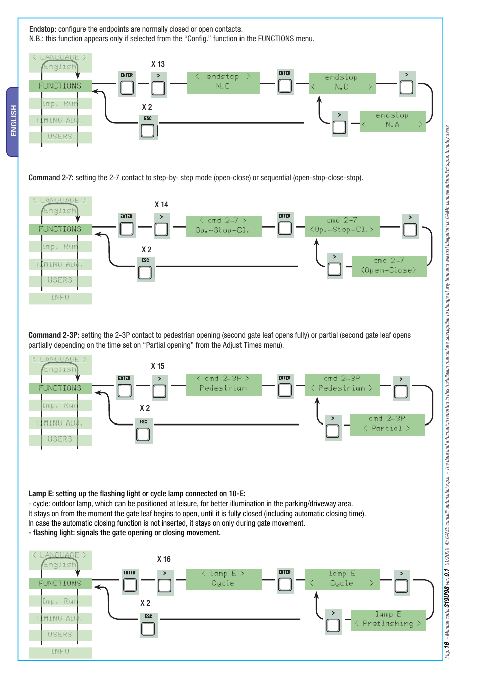 CAME Axo-S524 Kit User Manual | Page 16 / 32