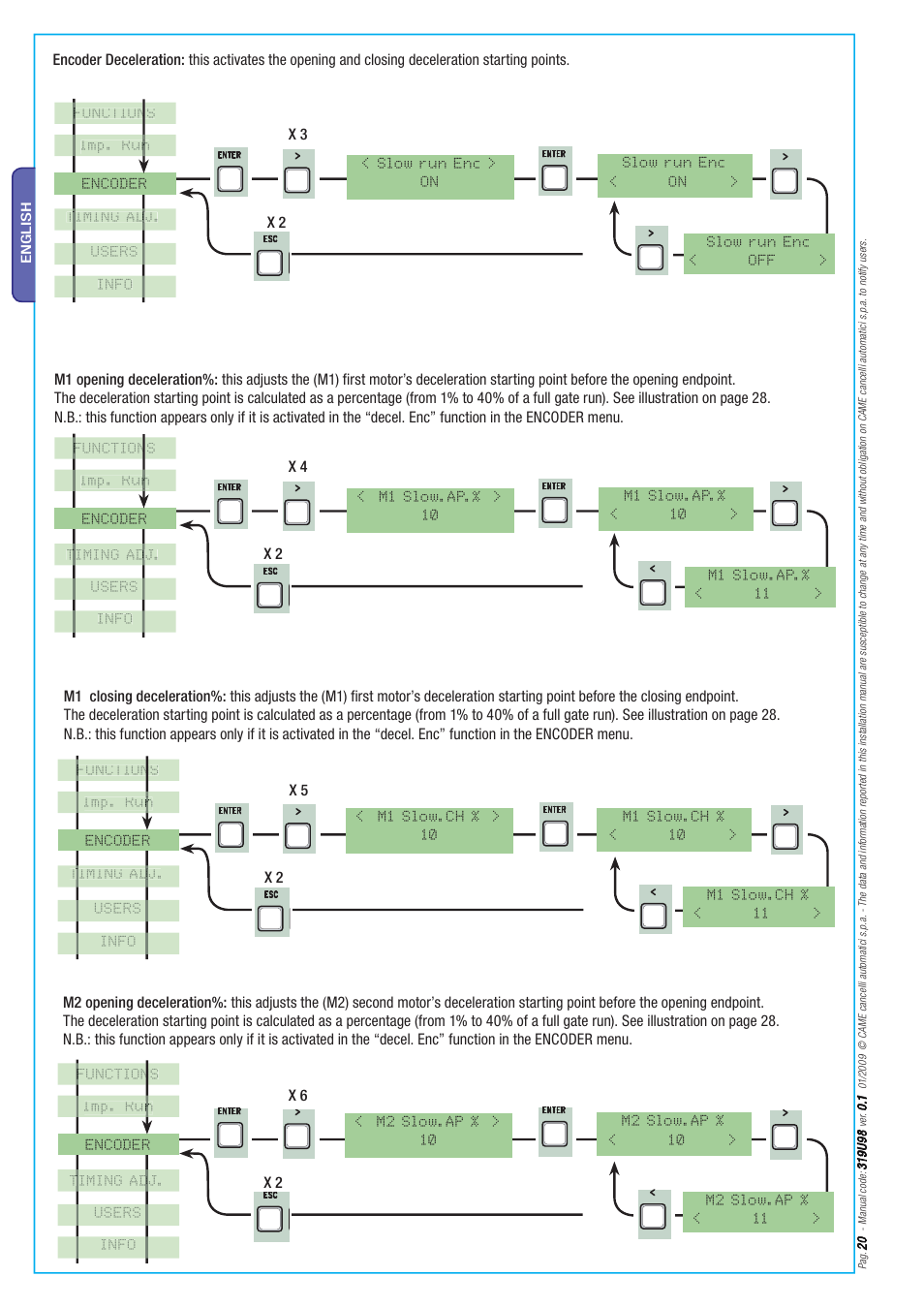 CAME Axo-S524 Kit User Manual | Page 20 / 32