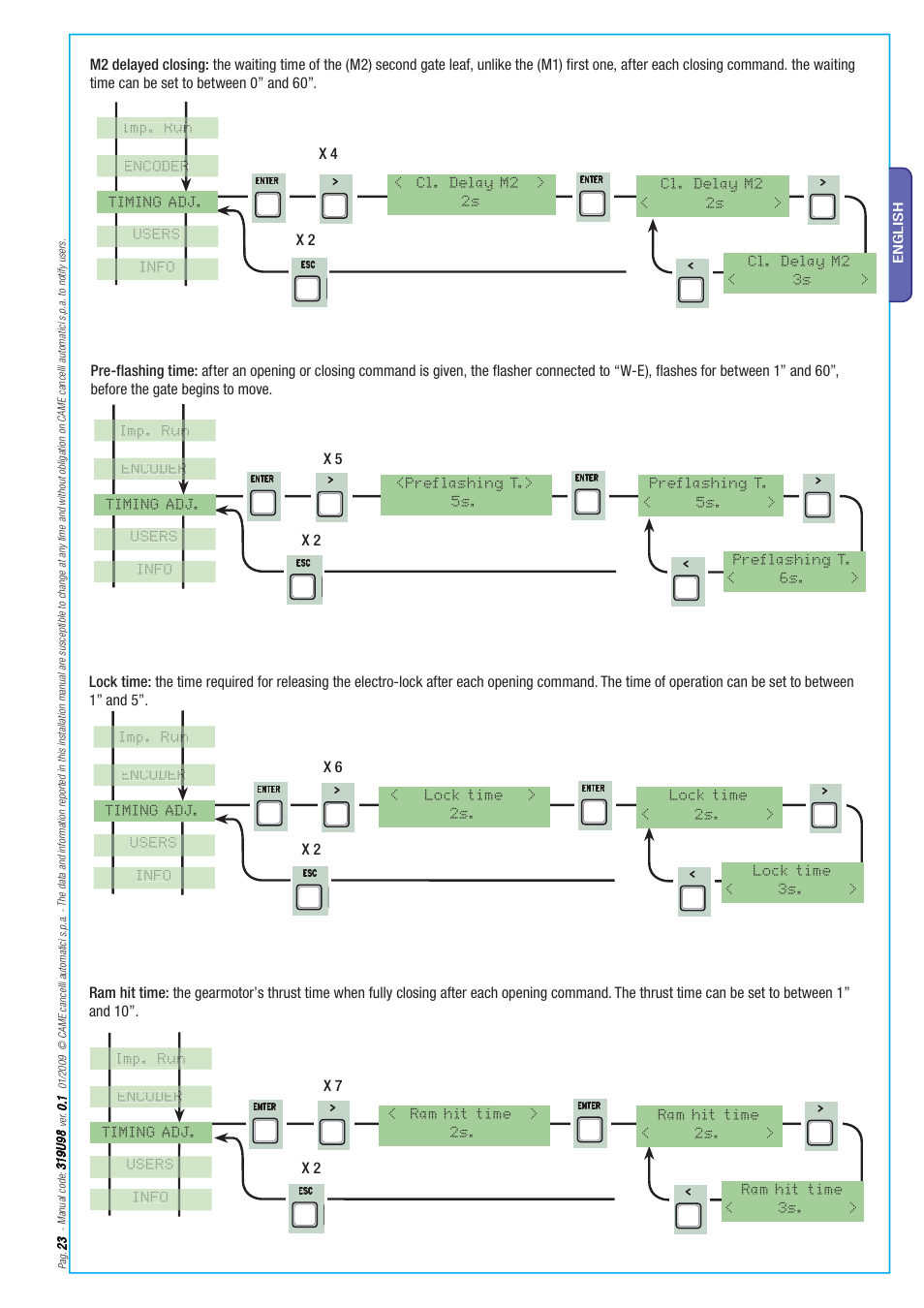 CAME Axo-S524 Kit User Manual | Page 23 / 32