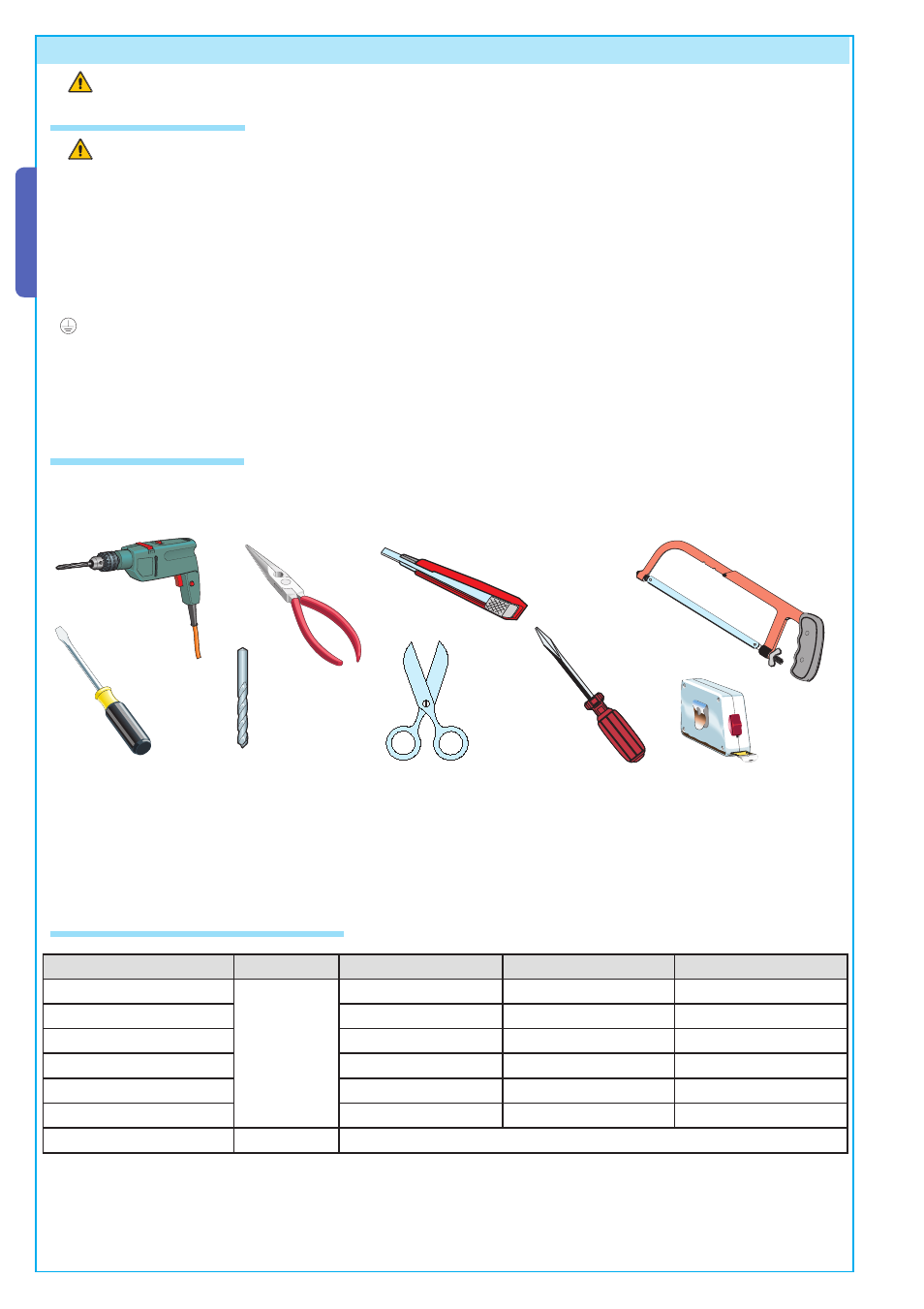 5 installation, 1 preliminary checks, 2 tools and materials | 3 cable list and minimun thickness, English | CAME BK-12P Kit User Manual | Page 4 / 18