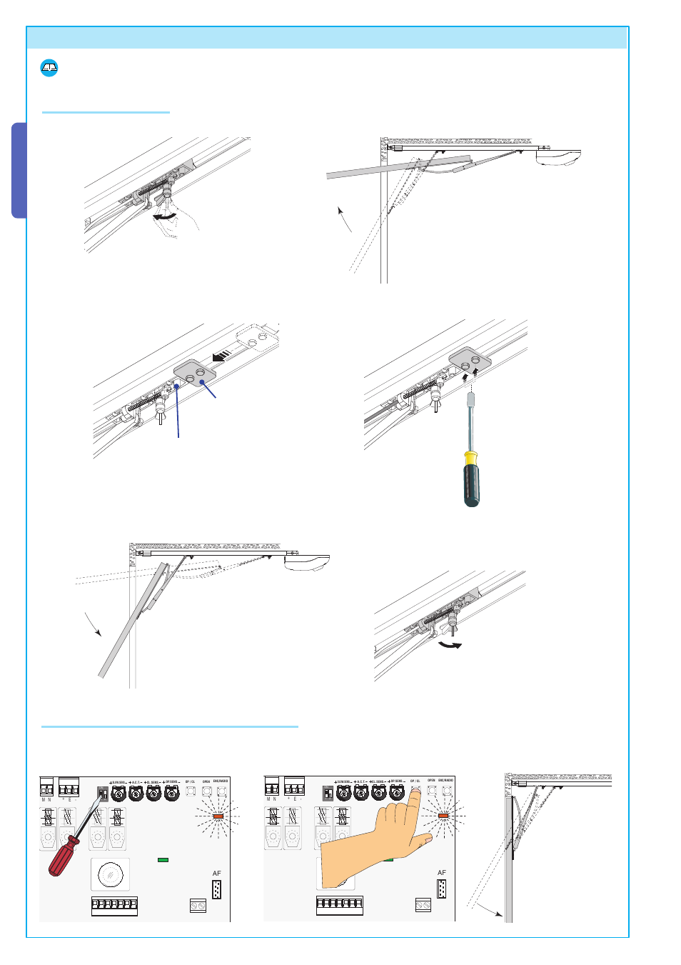 7 programming the end-stops, English, Preliminary operations | Programming the end-stop in the closing phase | CAME Ver U4480-B Kit User Manual | Page 14 / 22