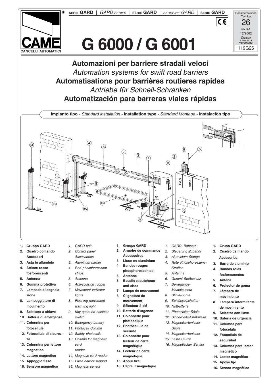 CAME G6000 User Manual | 24 pages